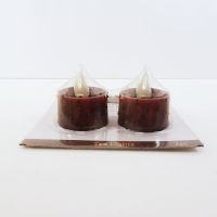 LED Flickering Tea Light Candles Rustic Brown 2  - Click to enlarge