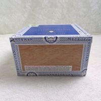 Nat Sherman Small Empty Wood Cigar Box Blue Trim - Click to enlarge