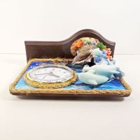 Dolphins Quartz Table Clock Seashells and Ocean Scene - Click to enlarge