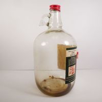 Vintage Coca Cola Coke fountain syrup thumb handle gallon glass jug with paper label and metal screw top: Right - Click to enlarge