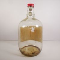 Vintage Coca Cola Coke fountain syrup thumb handle gallon glass jug with paper label and metal screw top: Back - Click to enlarge